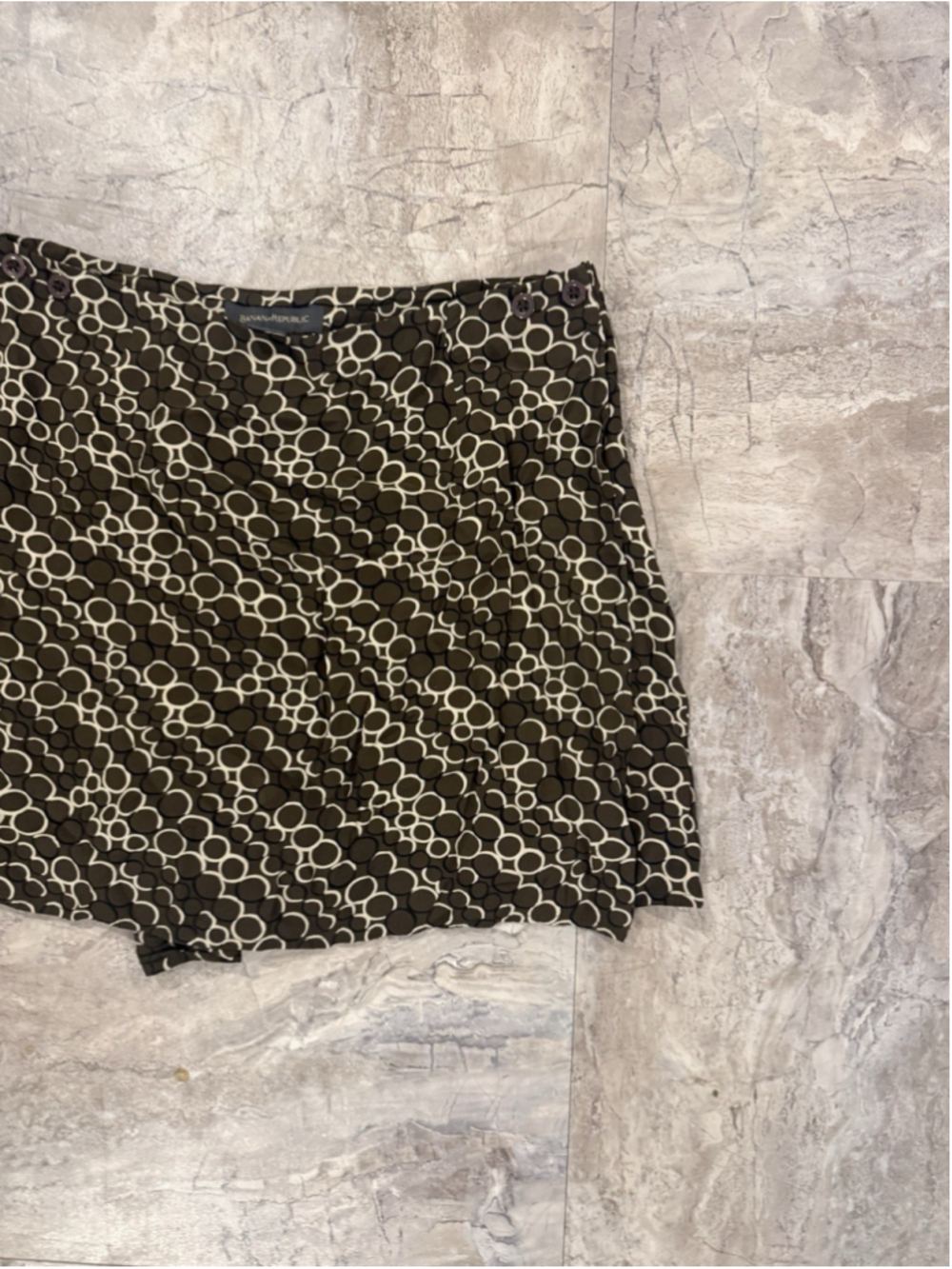 VTG Banana Republic Geometric Chain print Dark Brown Mini Skort Mod Sz 14